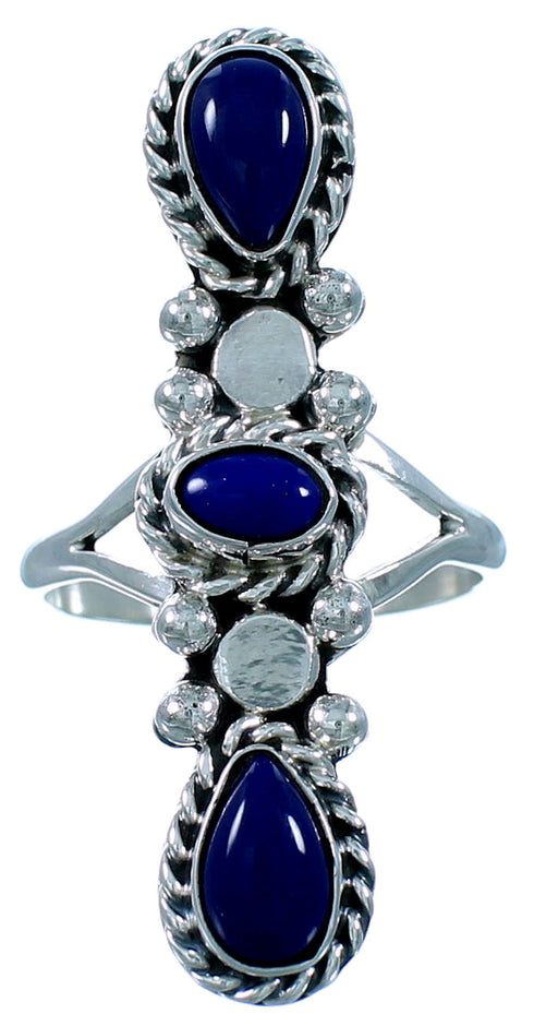 American Indian Sterling Silver Lapis Ring Size 7-1/2 RX109968
